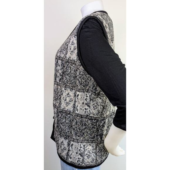 NEW Americas Alpaca Vest XL Gray White Black Tapestry Knit Alpaca Wool Preppy - Picture 7 of 12
